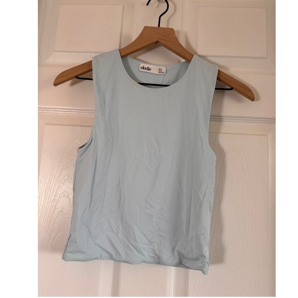Elodie‎ Tank Top Blue Double Lined Smoothing Stretchy Sleeveless Minimalist